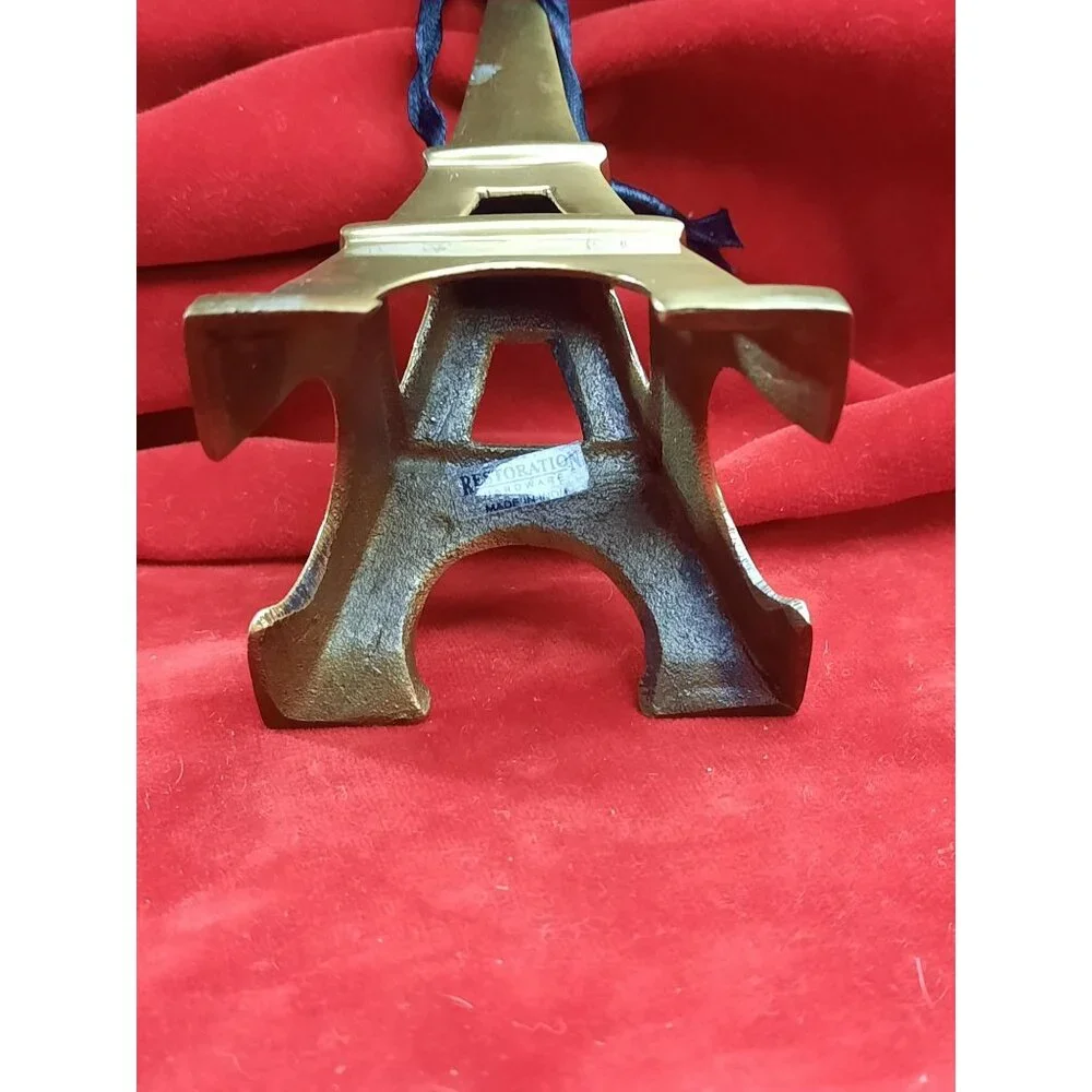 Vintage Restoration Hardware Eiffel Tower Brass Christmas Ornament 1990s